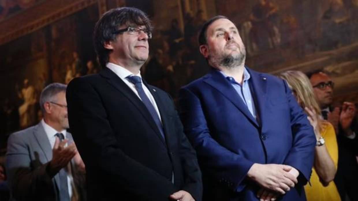 Puigdemont y Junqueras, el pasado sábado en un acto independentista del mundo local