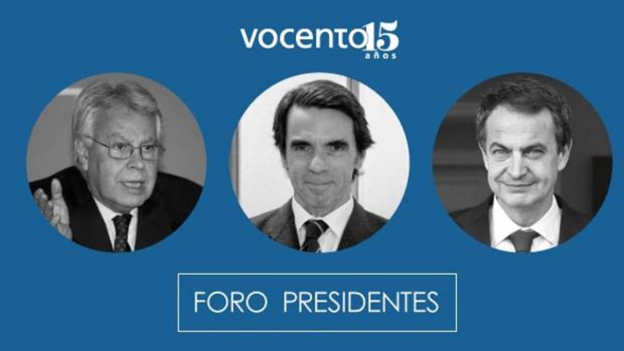 Los expresidentes González, Zapatero y Aznar, llegan este miércoles al debate organizado por Vocento