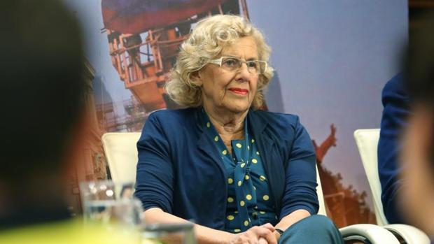 La alcaldesa de Madrid, Manuela Carmena, en un acto en Cibeles