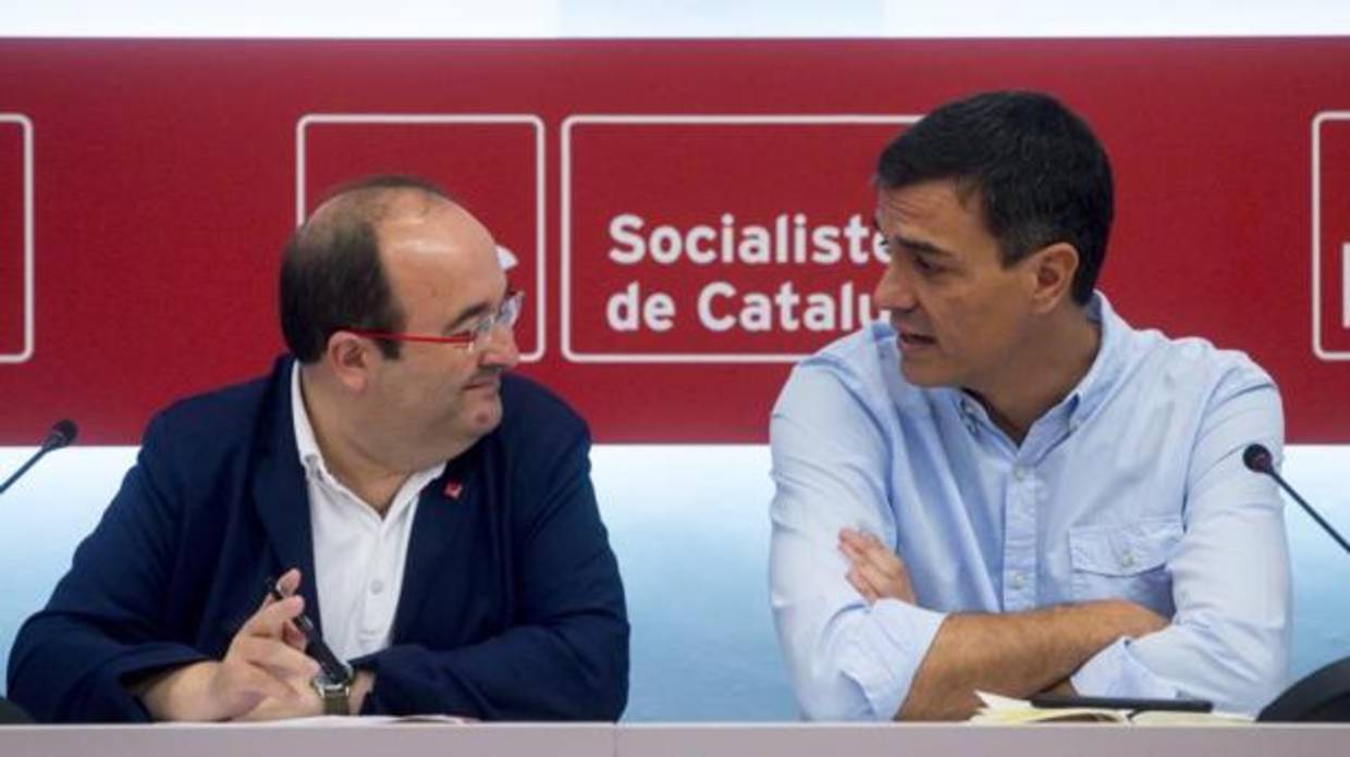 Iceta y Sánchez, reunidos hoy en la sede del PSC en Barcelona