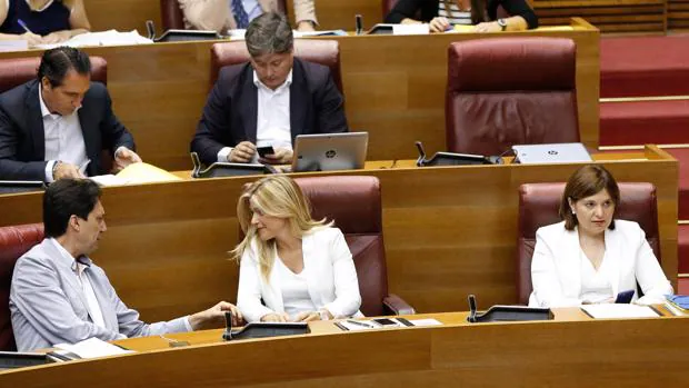 Isabel Bonig, Eva Ortiz, Vicente Betoret y Luis Santamaría, en las Cortes Valencianas