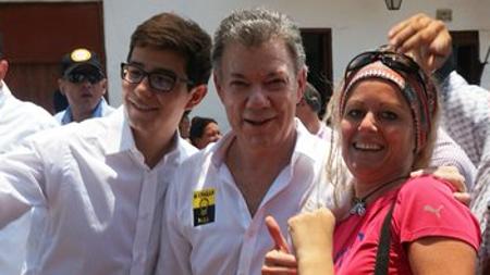 El presidente de Colombia, Juan Manuel Santos, y Cristina Spínola