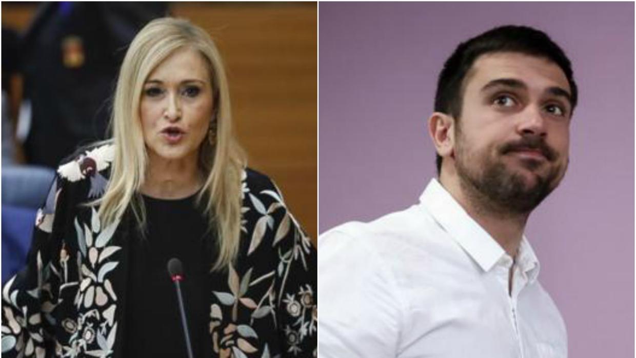 Cristina Cifuentes (izquierda) y Ramón Espinar (derecha) en un montaje.