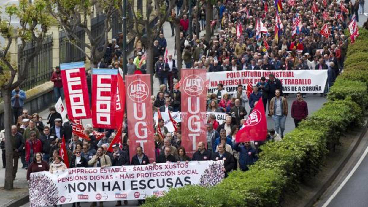 Manifestación sindical del Primero de Mayo, en La Coruña