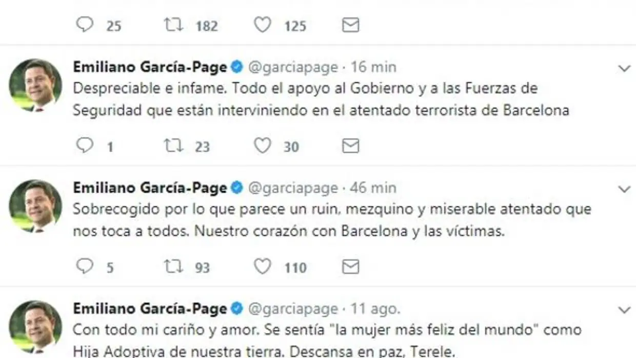 Mensajes del presidente de Castilla-La Mancha en la red social Twitter