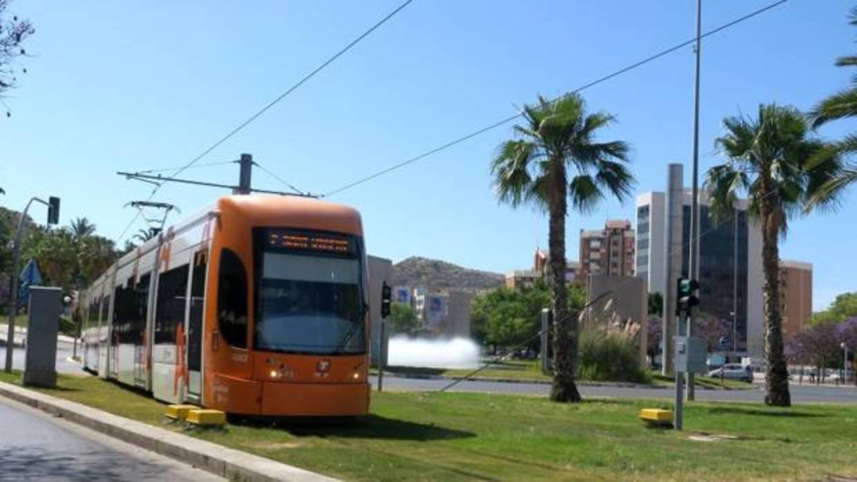 Un convoy del TRAM circulando por Alicante