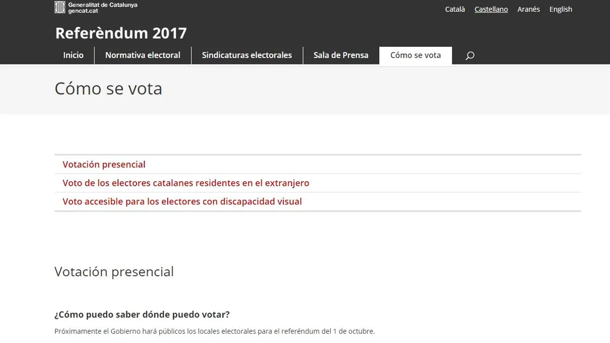 Pantallazo de la web del referéndum