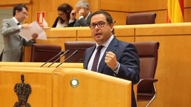 El portavoz de Turismo del PP en el Senado, Agustín Almodóbar, presentando la moción