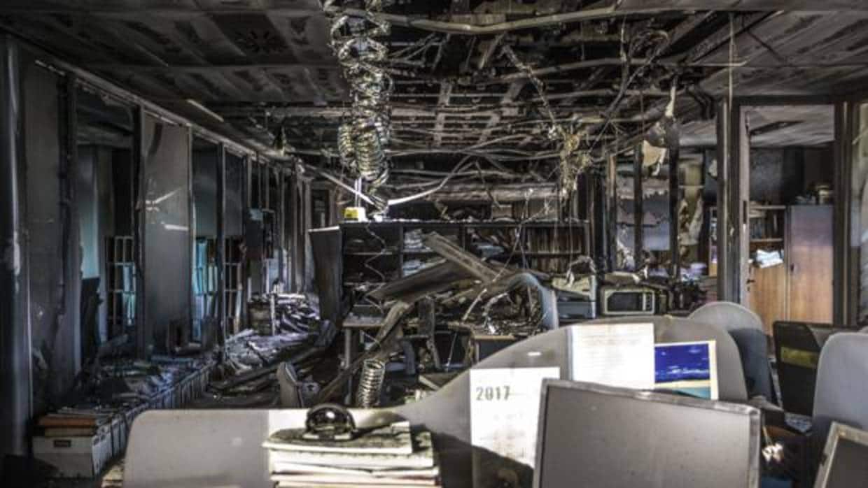 Imagen del interior de Ciudad de la Justicia tras el incendio