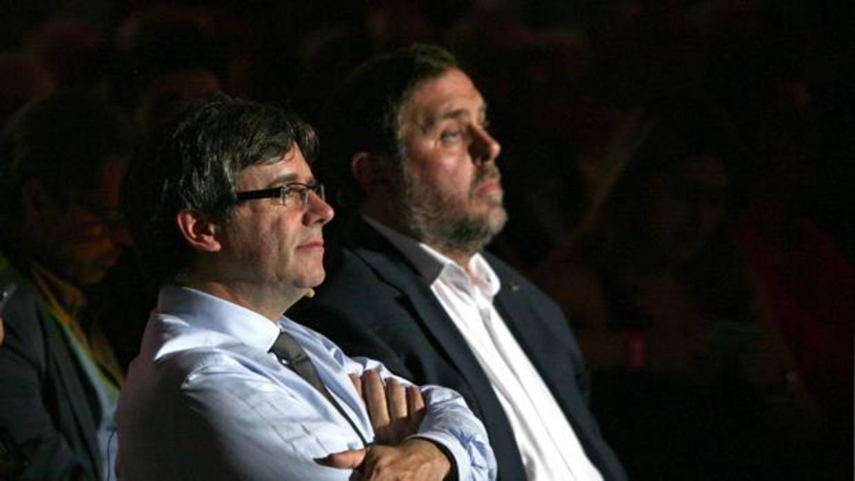 Puigdemont y Junqueras, ayer en Tarragona