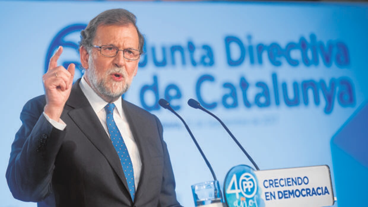 El presidente Rajoy, el viernes pasado en Barcelona en un acto del PP