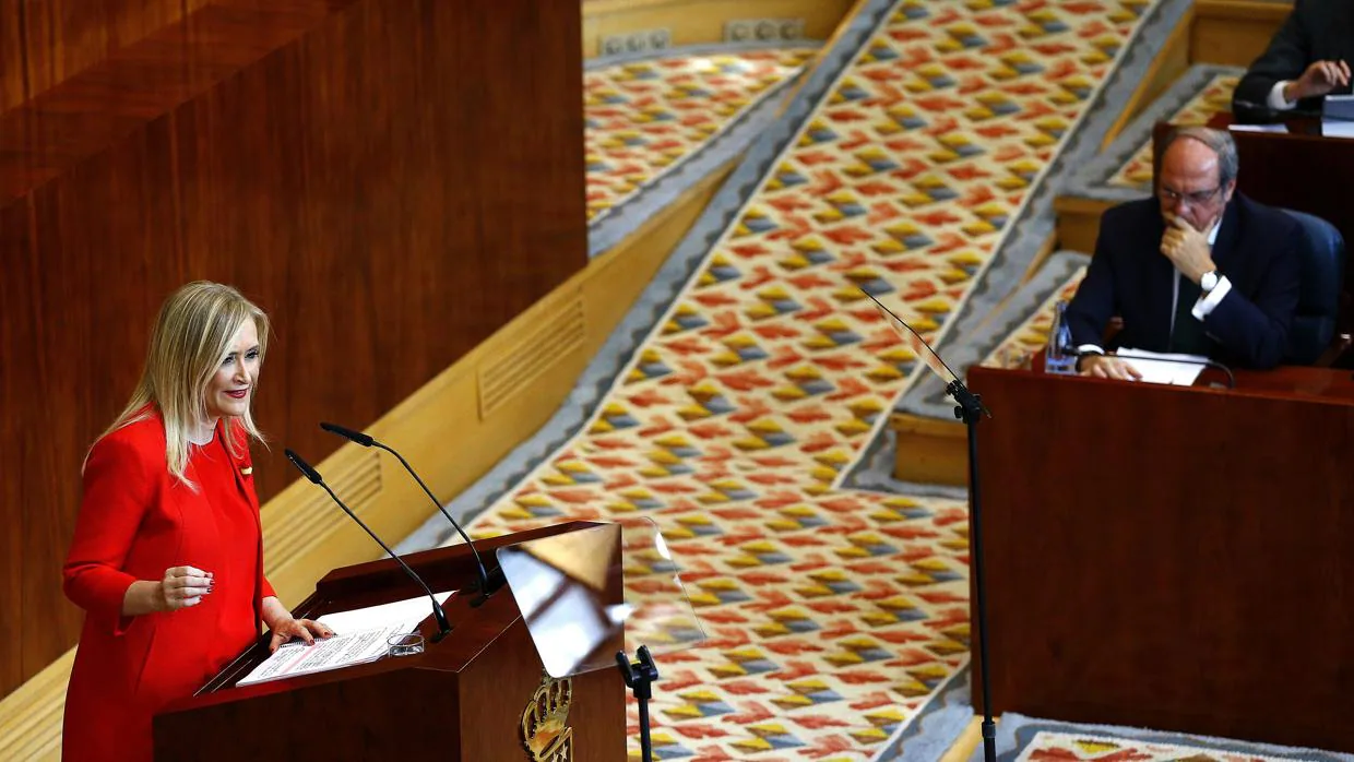 Cristina Cifuentes, presidenta de la Comunidad de Madrid, en su discurso del Debate del Estado de la Región