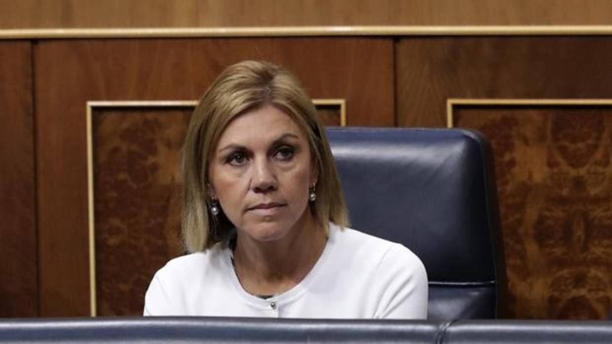 La ministra de Defensa, María Dolores de Cospedal, hoy en el Congreso