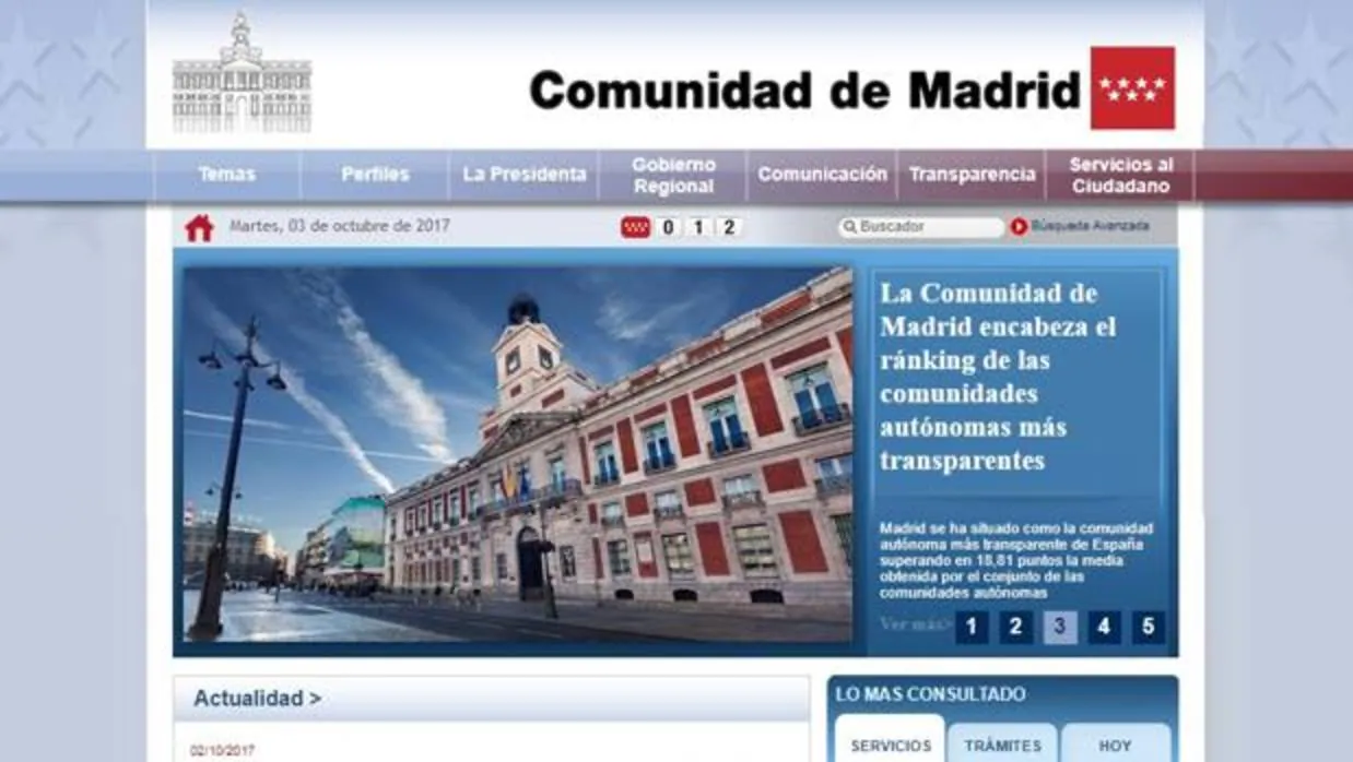 Captura de la web de la Conunidad de Madrid
