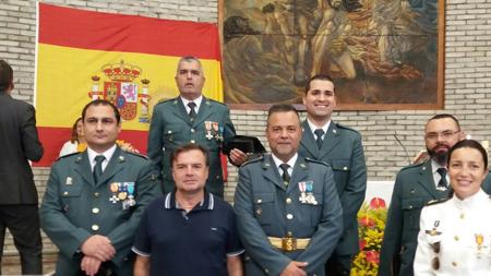 Guardias civiles de San Mateo, Gran Canaria, entre otros,, tras la Misa de este jueves