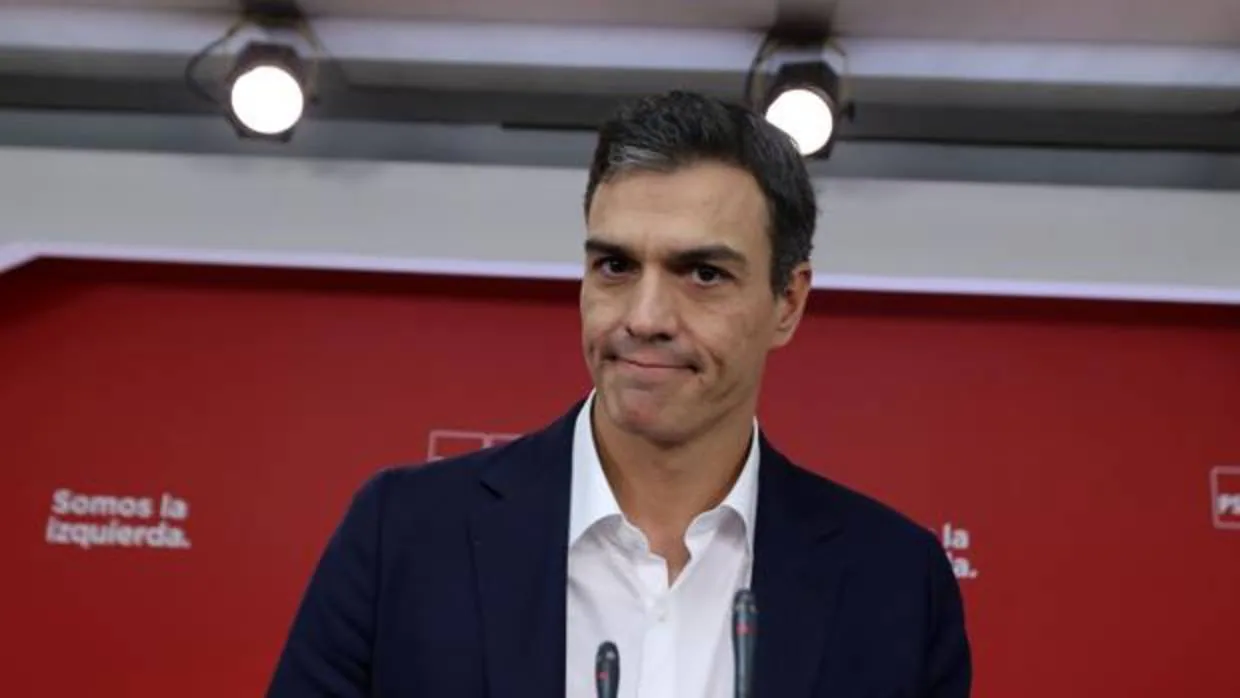 El líder del PSOE, Pedro Sánchez, durante la rueda de prensa tras la Ejecutiva