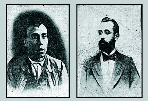 Salomón Figueras, autor del asesinato, junto a Arturo Relanzón, su abogado defensor (Foto, «El Heraldo Toledano»)