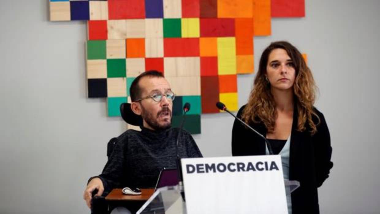 Echenique y Vera, esta mañana en la rueda de prensa de Podemos