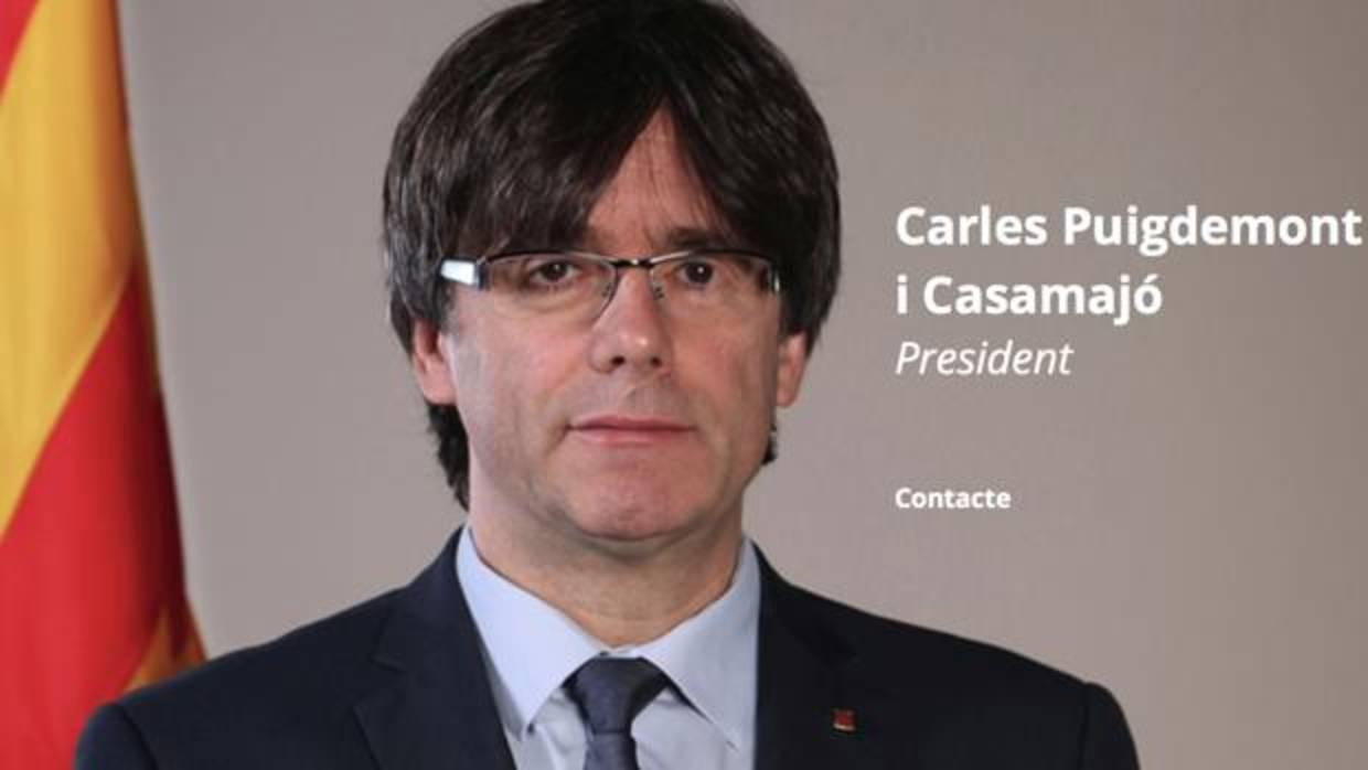 Así sigue apareciendo Puigdemont en la web oficial de la Generalitat, ahora bajo control del Gobierno central