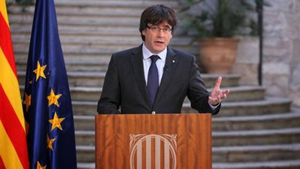 Puigdemont, durante su comparecencia grabada de este fin de semana