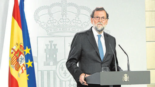 Rajoy, ayer, durante su comparecencia del 27 de octubre