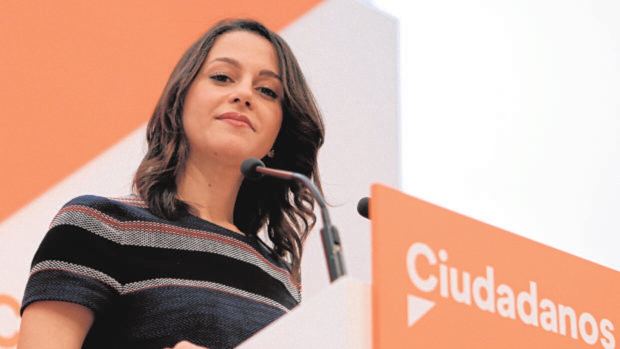 La líder de Cs en Cataluña, Inés Arrimadas, el lunes pasado durante la rueda de prensa