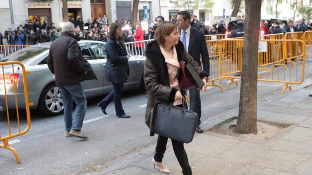 Carme Forcadell, esta mañana, a su llegada al Tribunal Supremo