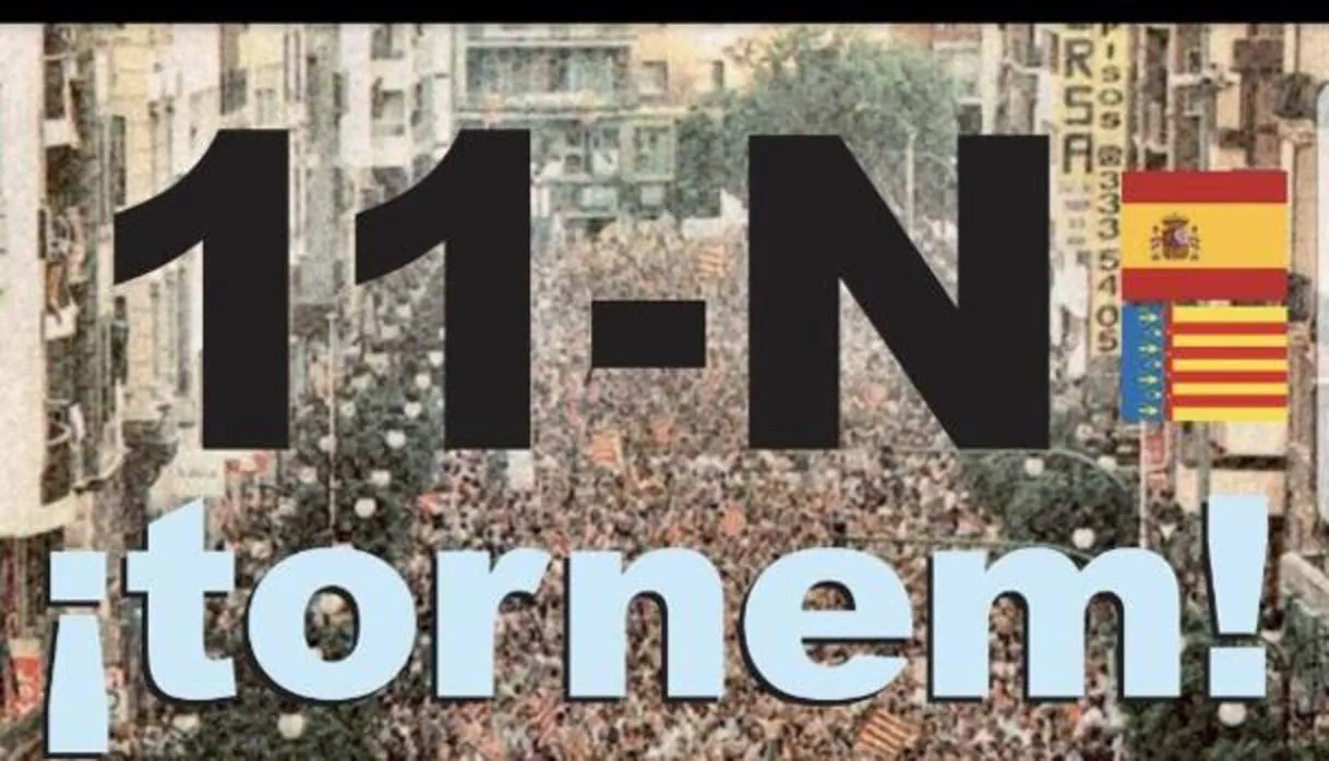 Detalle del cartel de la manifestación convocada este sábado en Valencia