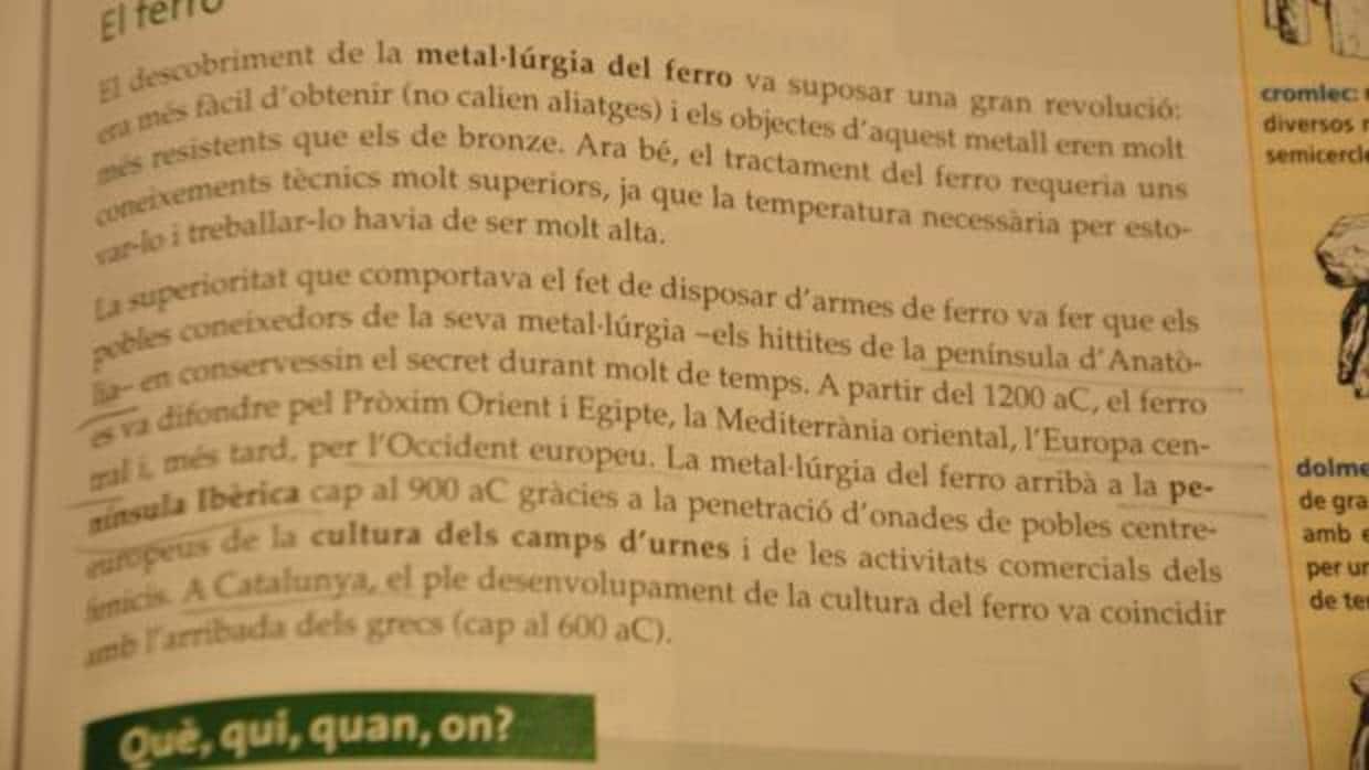 En esta página del manual se alude a la Península Ibérica al referirse a España pero se cita ya a Cataluña