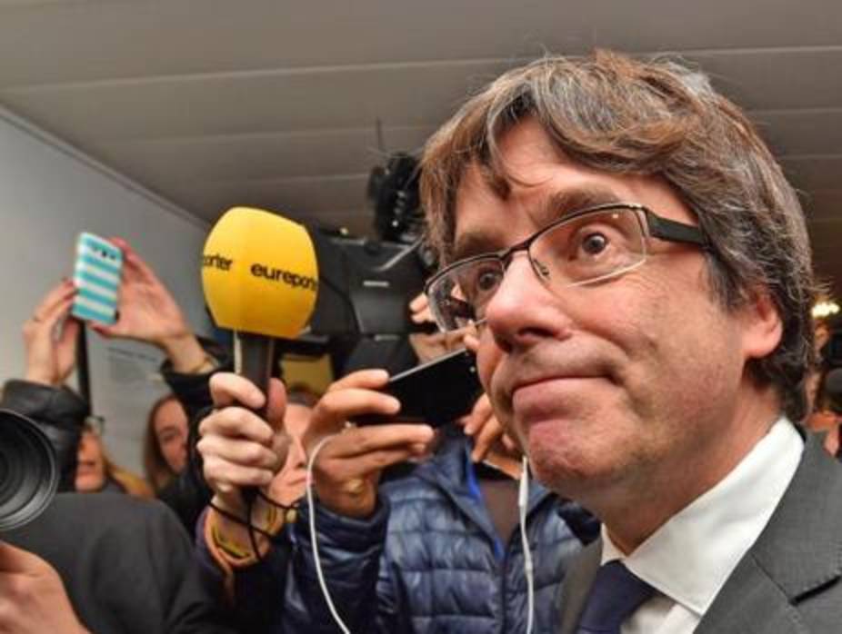 El expresidente de la Generalitat Carles Puigdemont en un encuentro con periodistas en Bruselas