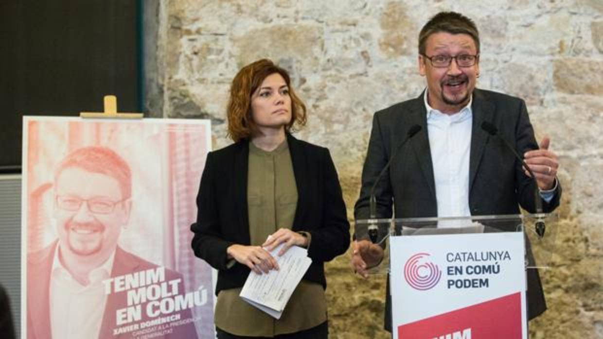 Domènech y Alamany, durante la presentación del lema de campaña de Catalunya en Comú