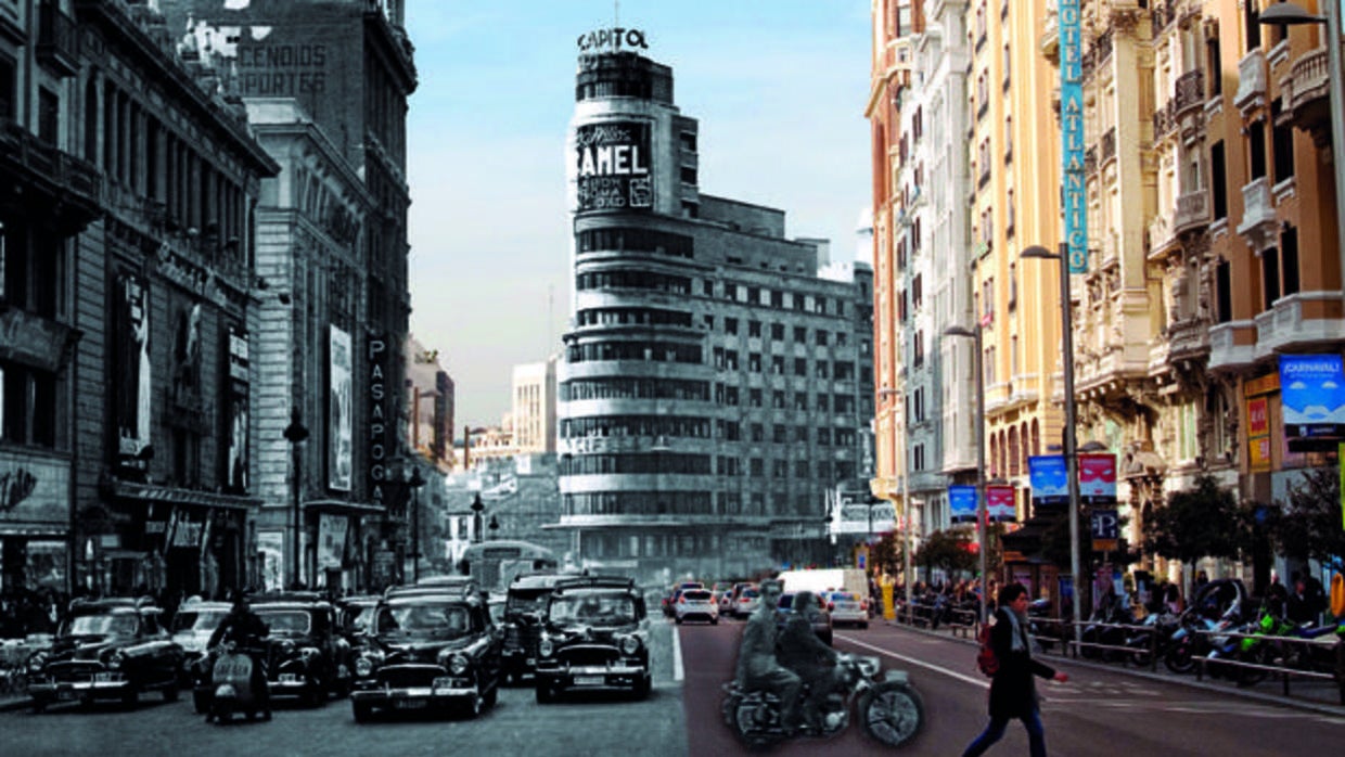 Montaje de la Gran Vía, antes y después