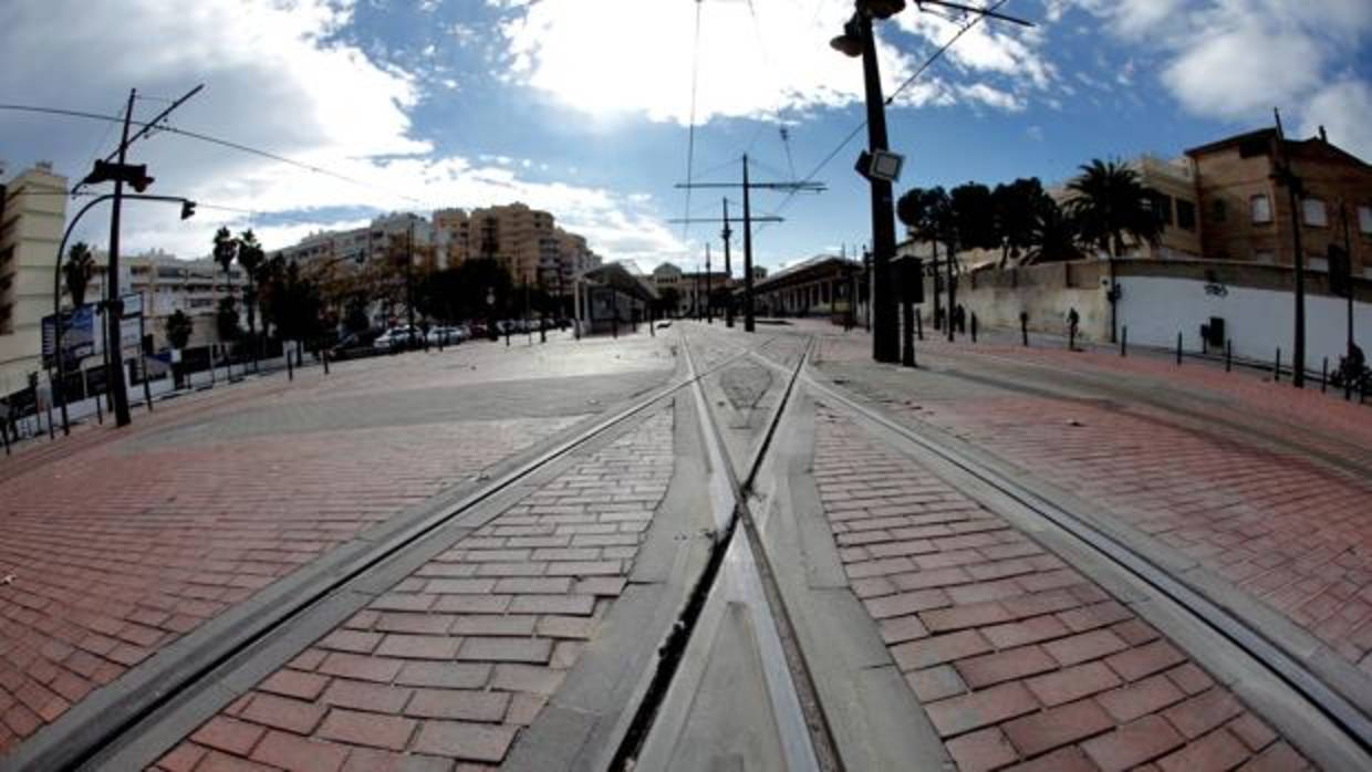 Imagen de las vías de tranvía en Valencia