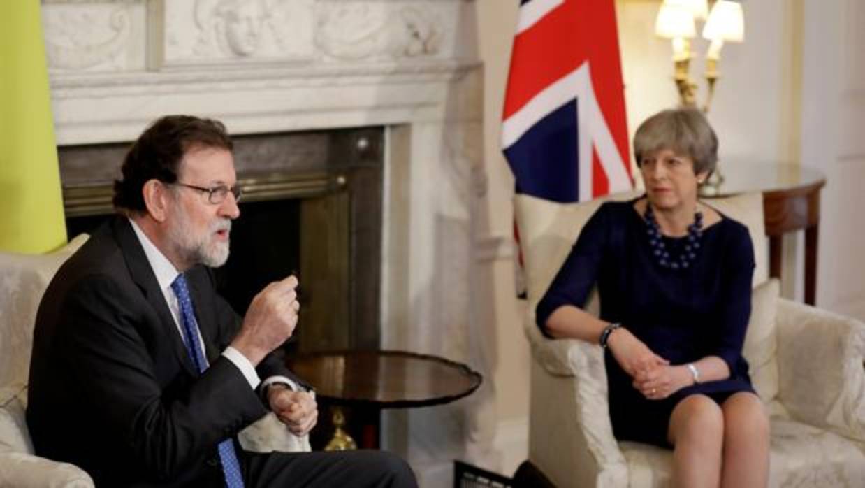 Mariano Rajoy y Theresa May, en Downing Street, el pasado martes