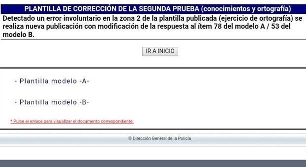 La Policía Nacional rectificará las notas del examen de ortografía al detectar errores