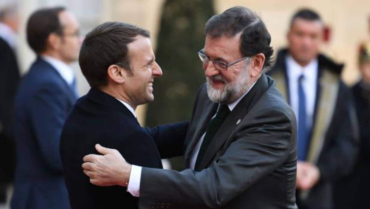 Emmanuel Macron y Mariano Rajoy, este martes en París
