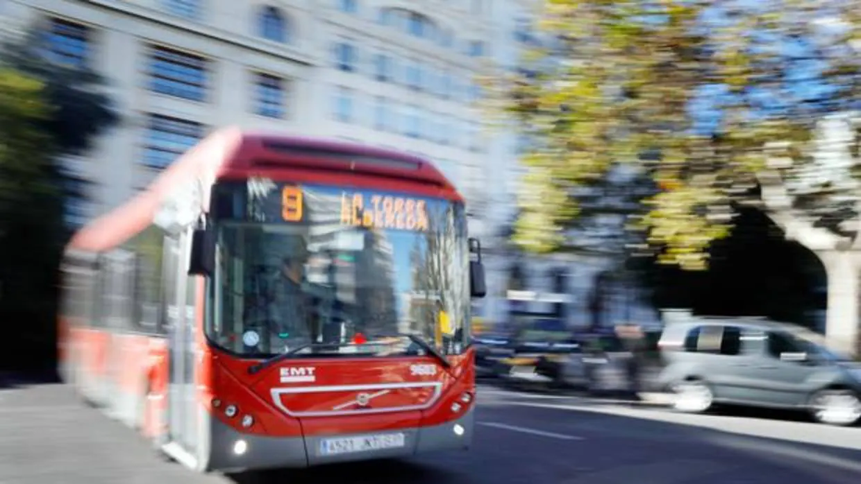 Imagen de un autobús de la EMT tomada este miércoles en Valencia