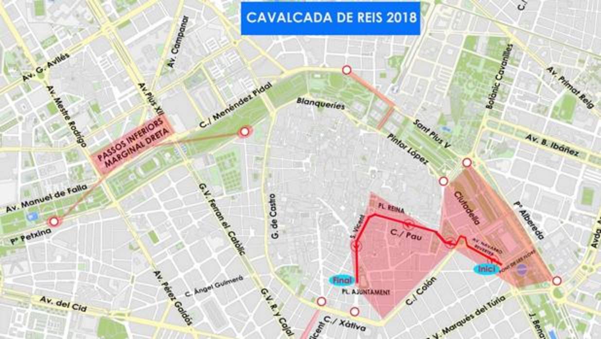 Plano del recorrido de la cabalgata