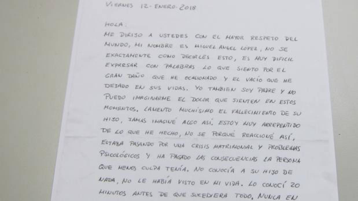 Carta del autor del crimen de Medina