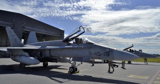 F-18 del Ejército del Aire en la base de Amari (Estonia), en julio