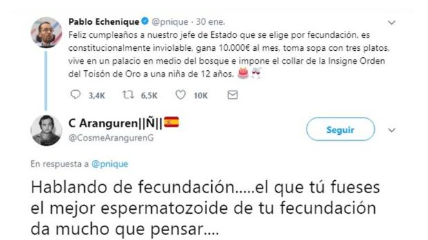 Un concejal de UPyD a Echenique: «Que tú fueses el mejor espermatozoide de tu fecundación da mucho que pensar»