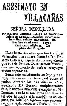 Recorte de «Diario de Toledo» dando cuenta del asesinato de Rosario Cabezas y de la condena a muerte de Félix Díaz