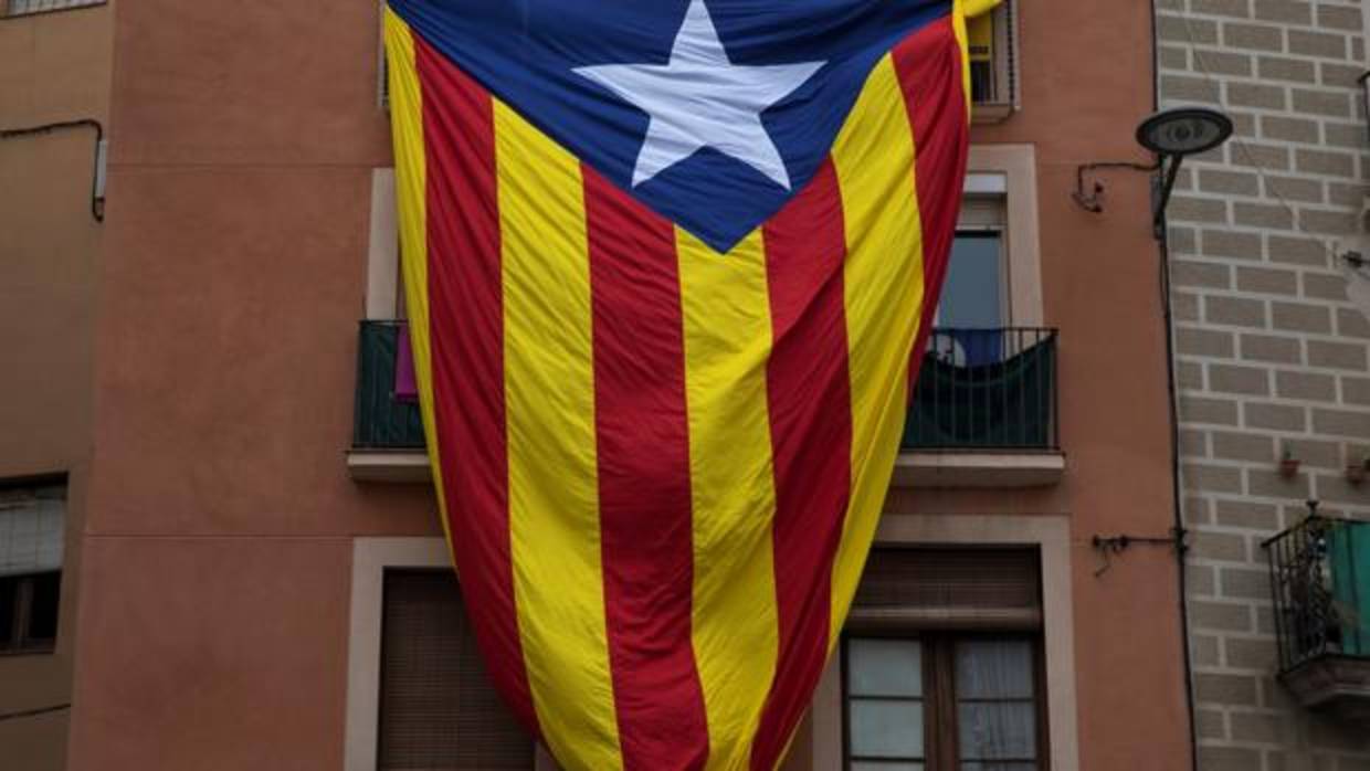 Una estelada desplegada en Manresa