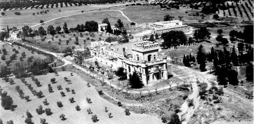 Vista aérea del Palacio de la Sisla y sus dehesas, en las que prestaba servicio de guarda Saturnino Torres (Foto, Archivo Municipal de Toledo)