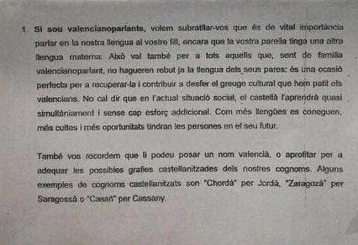 Detalle de la carta remitiida por el Ayuntamiento de Castellón