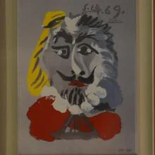 Serigrafía sobre barro de Picasso, a la venta en la feria
