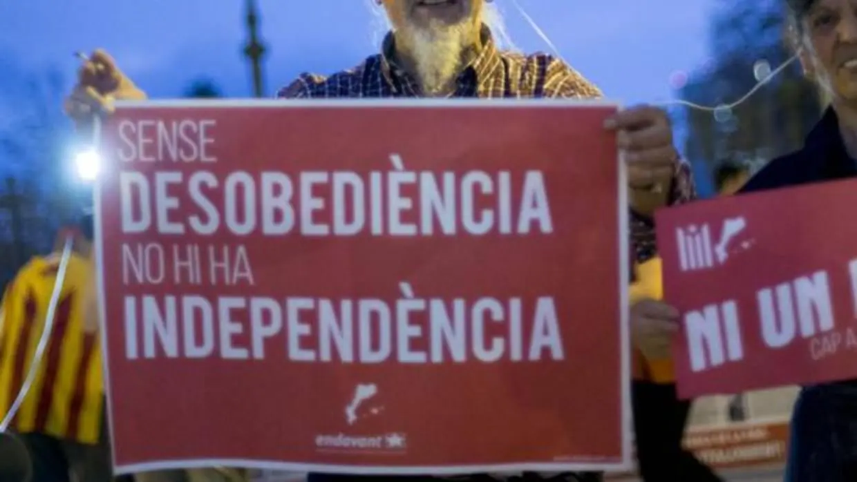 Consignas secesionistas en una manifestación del independentismo catalán