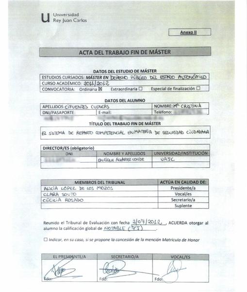 Cifuentes muestra las notas de su Máster: todo aprobado en 2012