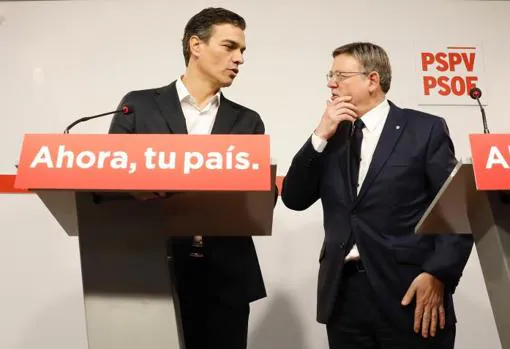 Pedro Sánchez y Ximo Puig, en Valencia