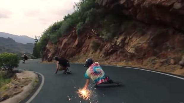 Vídeo: el peligroso descenso en Canarias en «skate»